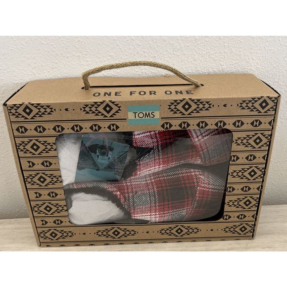 Toms Berkeley Men’s Sz 10 Slippers Red Plaid New In Box $60+ - Picture 1 of 7